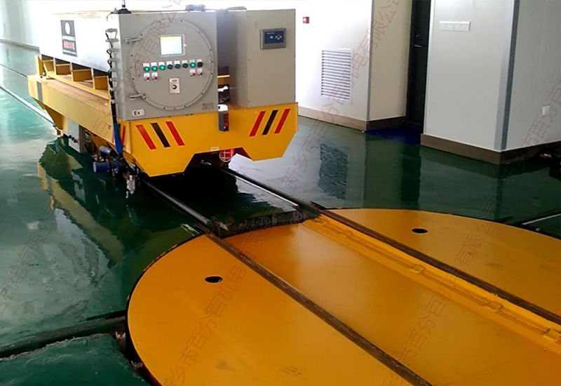 25噸軌道轉彎電動平車與轉盤配套使用方法